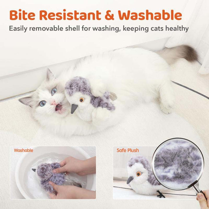 Accessoire chat : jouet interactif à plumes et sons réalistes pour stimuler la chasse et le jeu.