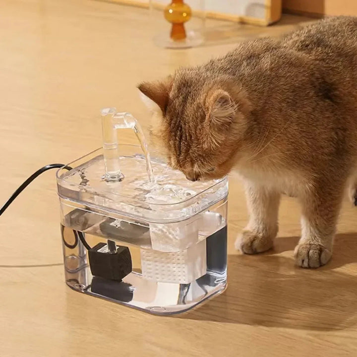 Distributeur d'eau silencieux pour animaux, idéal pour chats et chiens. Favorise une bonne hydratation.