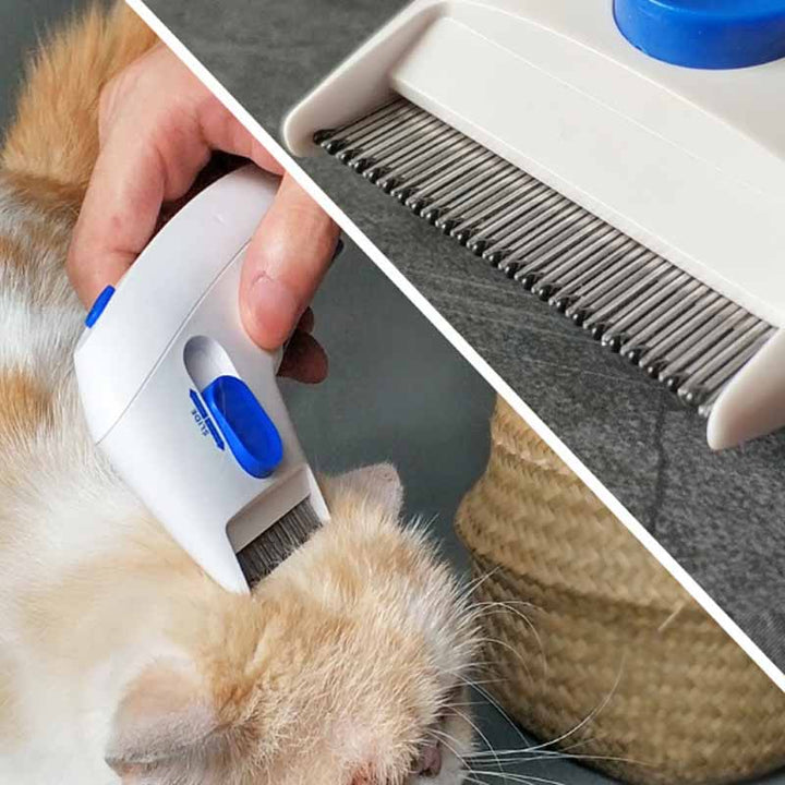 Peigne électrique doux et sûr pour le traitement des puces, assurant le bien-être de votre chat ou chien.