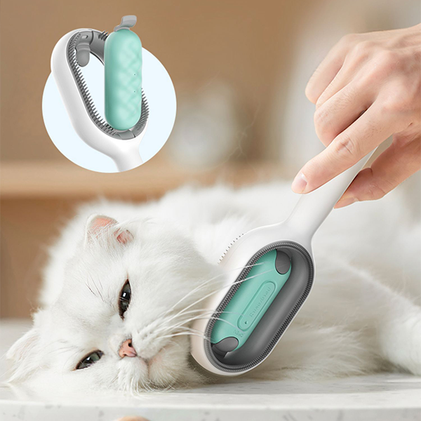 Peigne 2-en-1 hydratant pour le toilettage des animaux. Brosse démêlante pour chat et chien, élimine les poils morts.