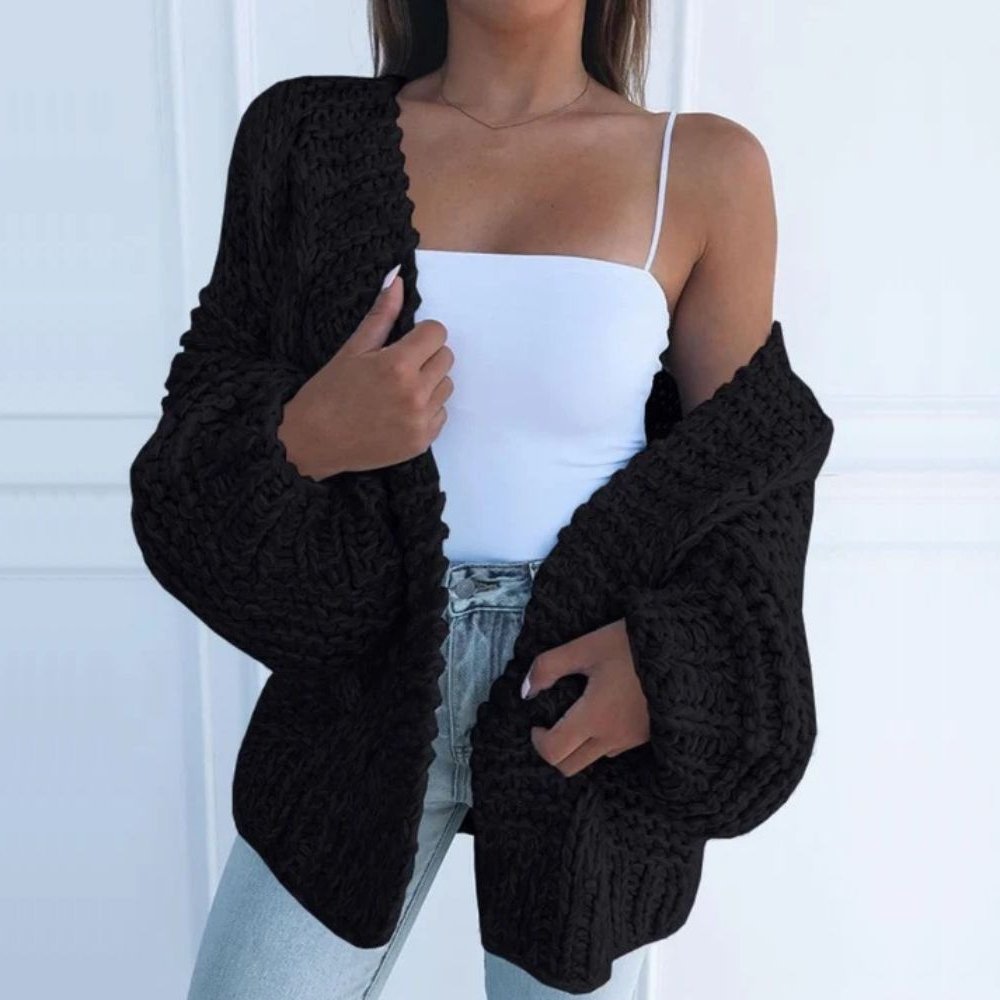 Vêtement élégant : ce cardigan femme tendance à couleur unie offre un look décontracté et chic. Très confortable.