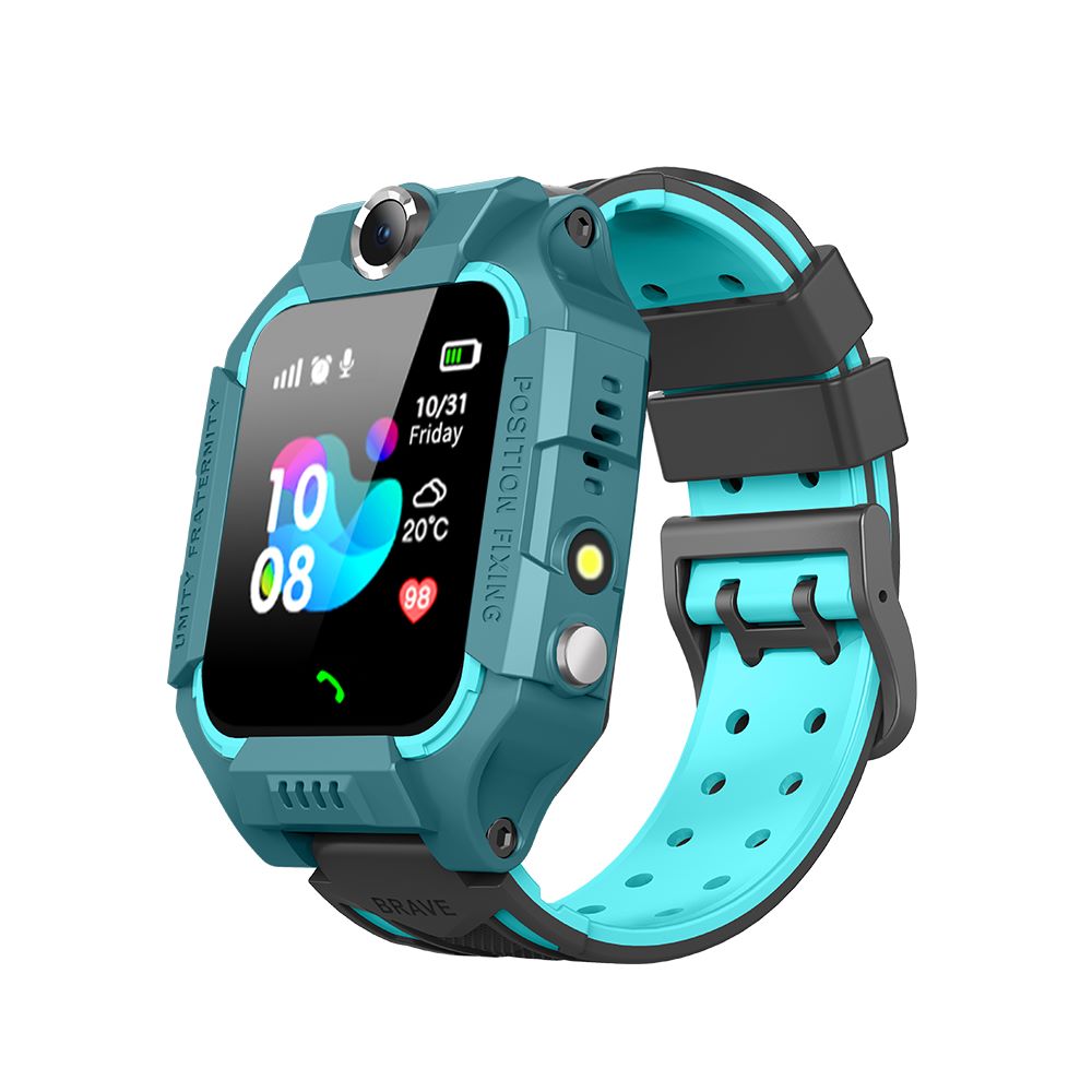 Montre de sécurité enfant avec traceur GPS, appels bidirectionnels, alerte SOS et zone de sécurité géolocalisée.