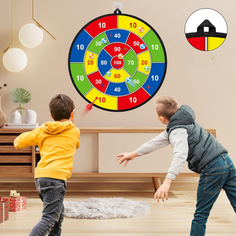 Cadeau enfant: Grand jeu de fléchettes avec balles adhésives, jouet éducatif pour des heures de divertissement.