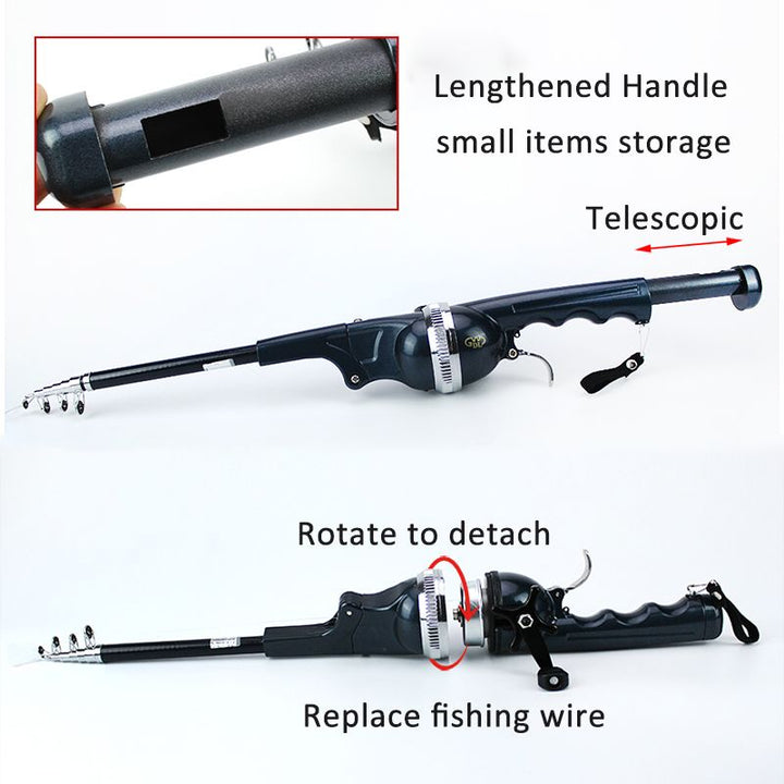 Canne à pêche télescopique pour la pêche en déplacement, design compact et performance fiable.