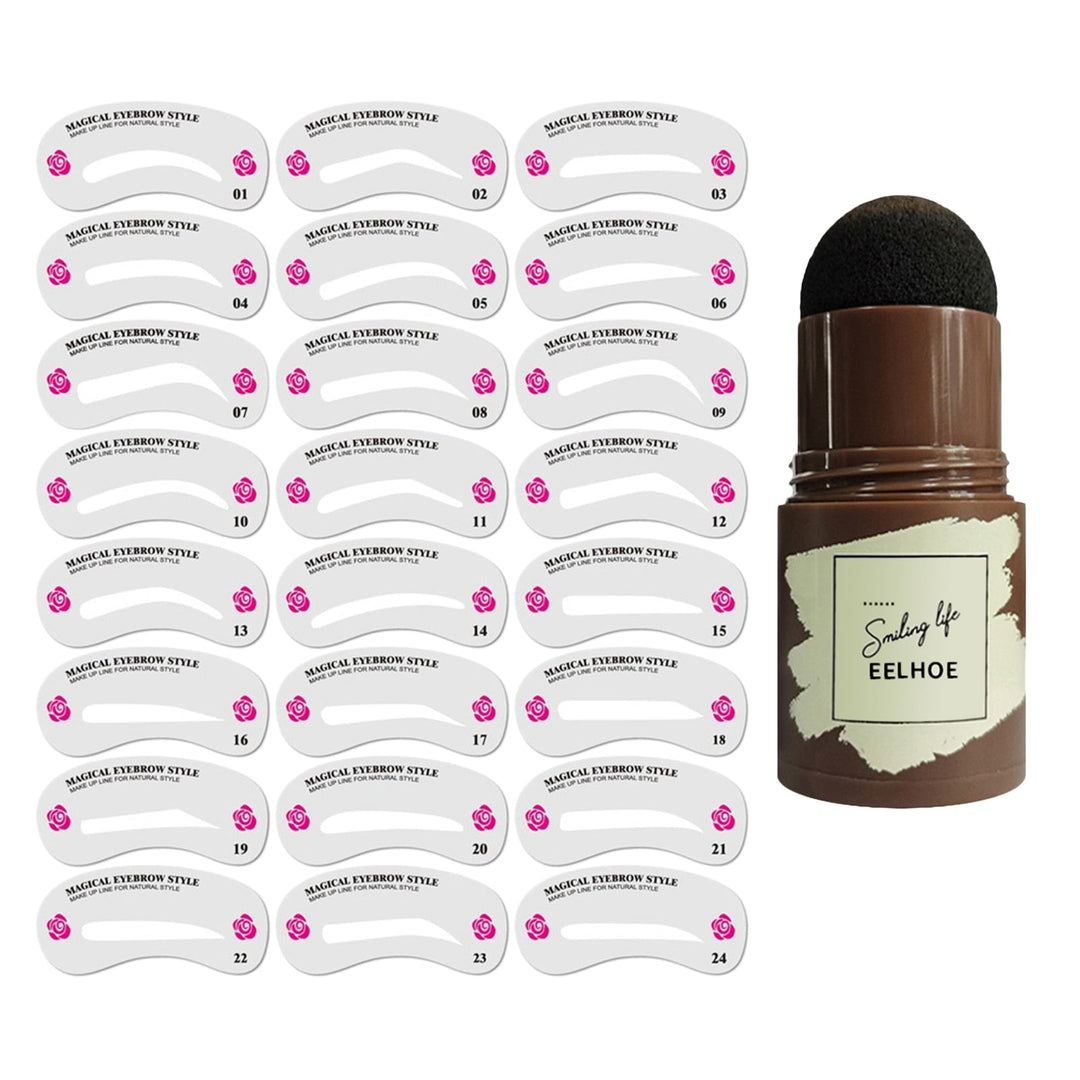Kit maquillage sourcils femme avec pochoirs, pour une forme parfaite et rapide. Longue-tenue.