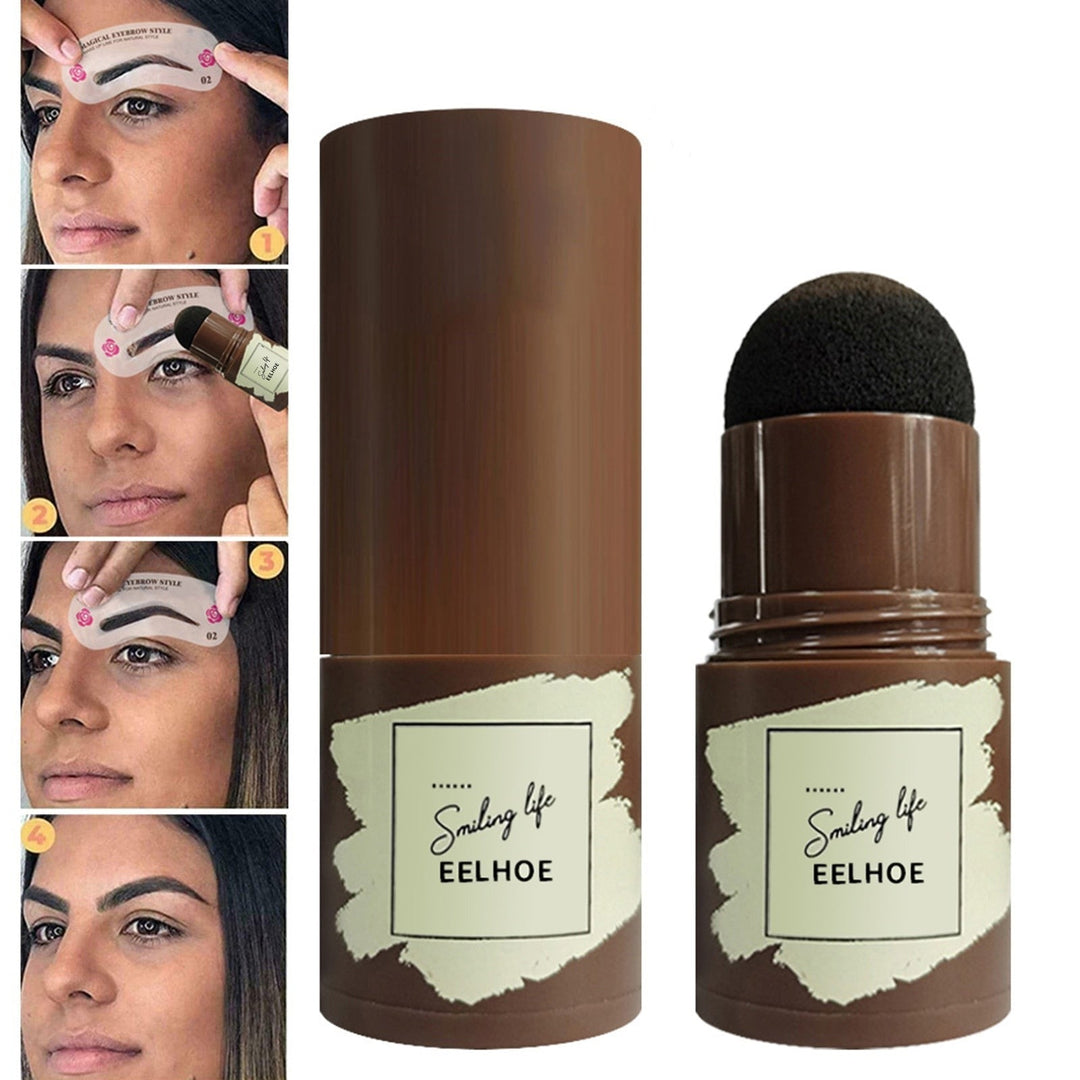 Femme appliquant le kit maquillage sourcils pour une forme parfaite et rapide, look naturel.