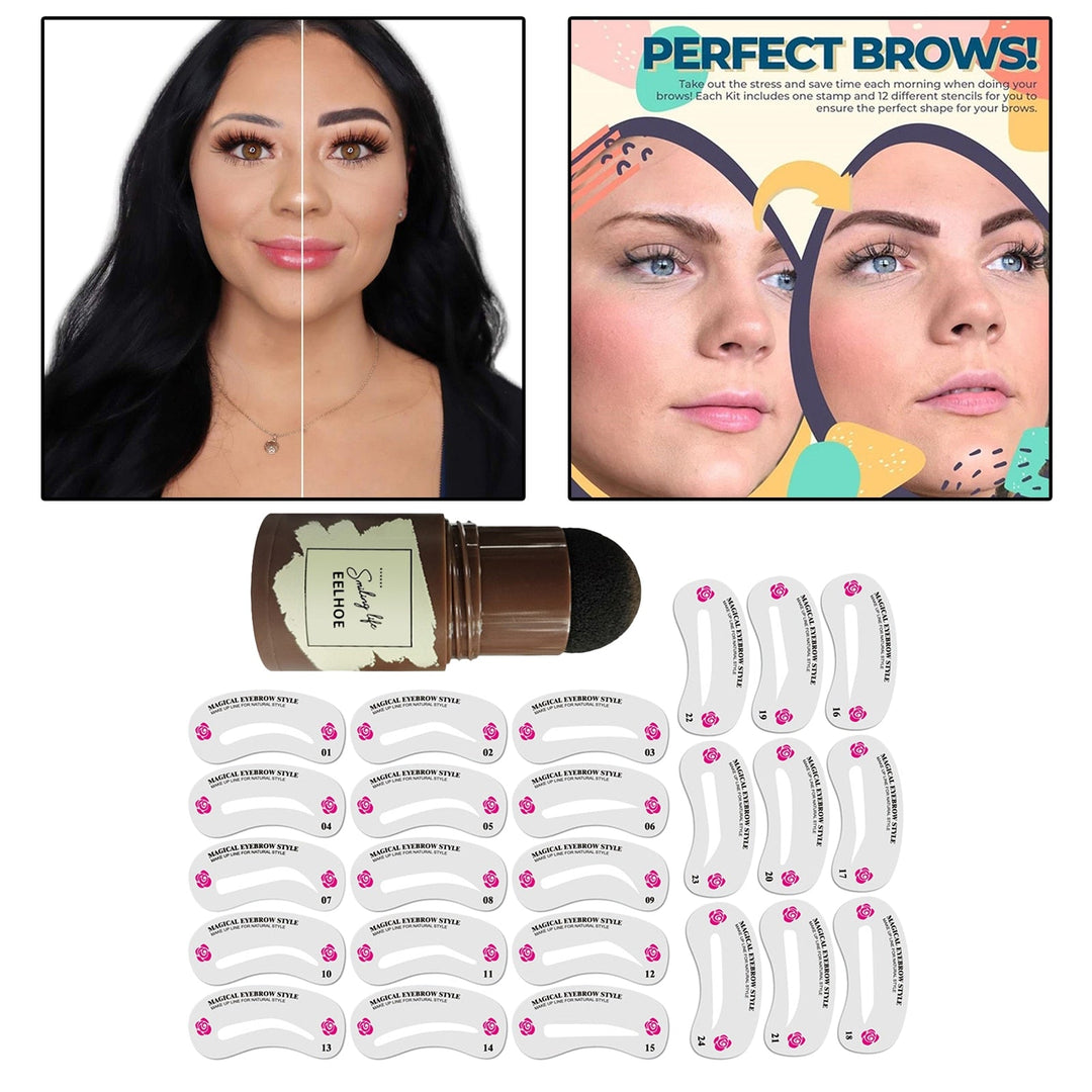 Pochoirs de maquillage sourcils, inclus dans le kit, pour une application facile et rapide.