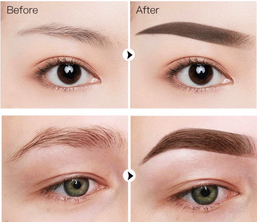 Emballage élégant du kit maquillage sourcils femme, idéal pour un cadeau beauté rapide.