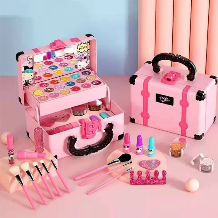 Set de maquillage enfant sûr et lavable, idéal pour les jeunes princesses et le jeu créatif. Non toxique.