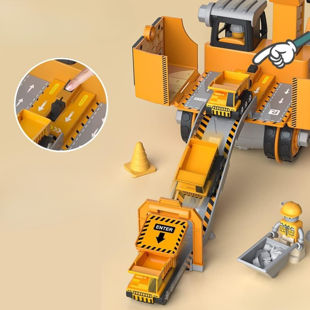 Ensemble de 3 jouets de construction robustes pour enfants: camion, pelle et grue. Parfait pour jeu durable.