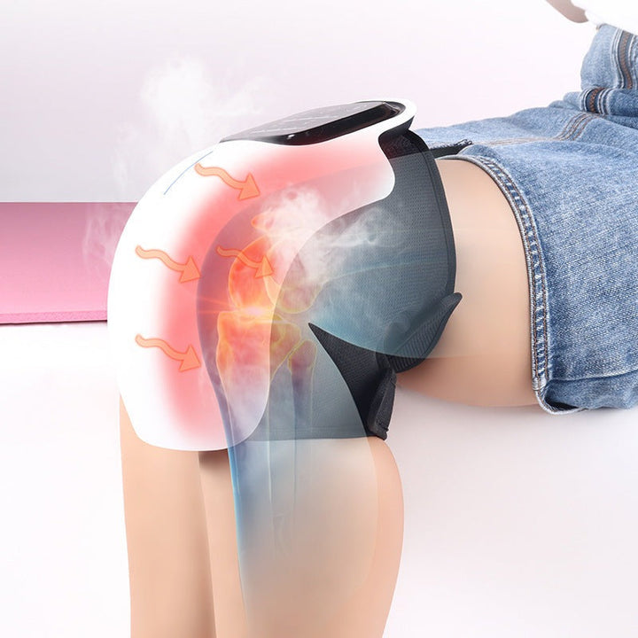 Solution sans fil pour genou: appareil de massage, thérapie chaleur, lumière rouge. Soulage efficacement les douleurs articulaires.