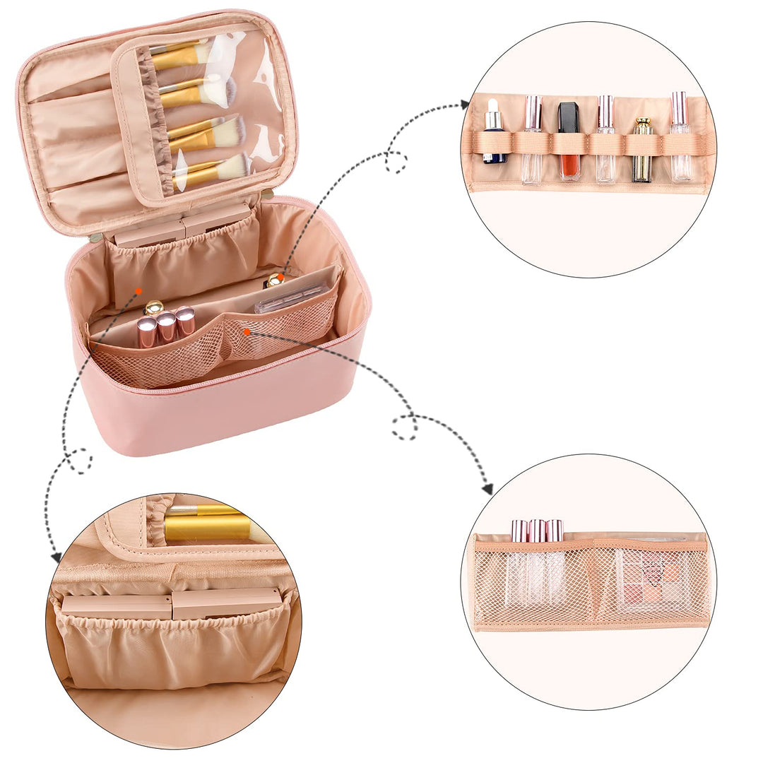 Trousse cosmétiques voyage bleue, élégante et fonctionnelle pour toutes les femmes.