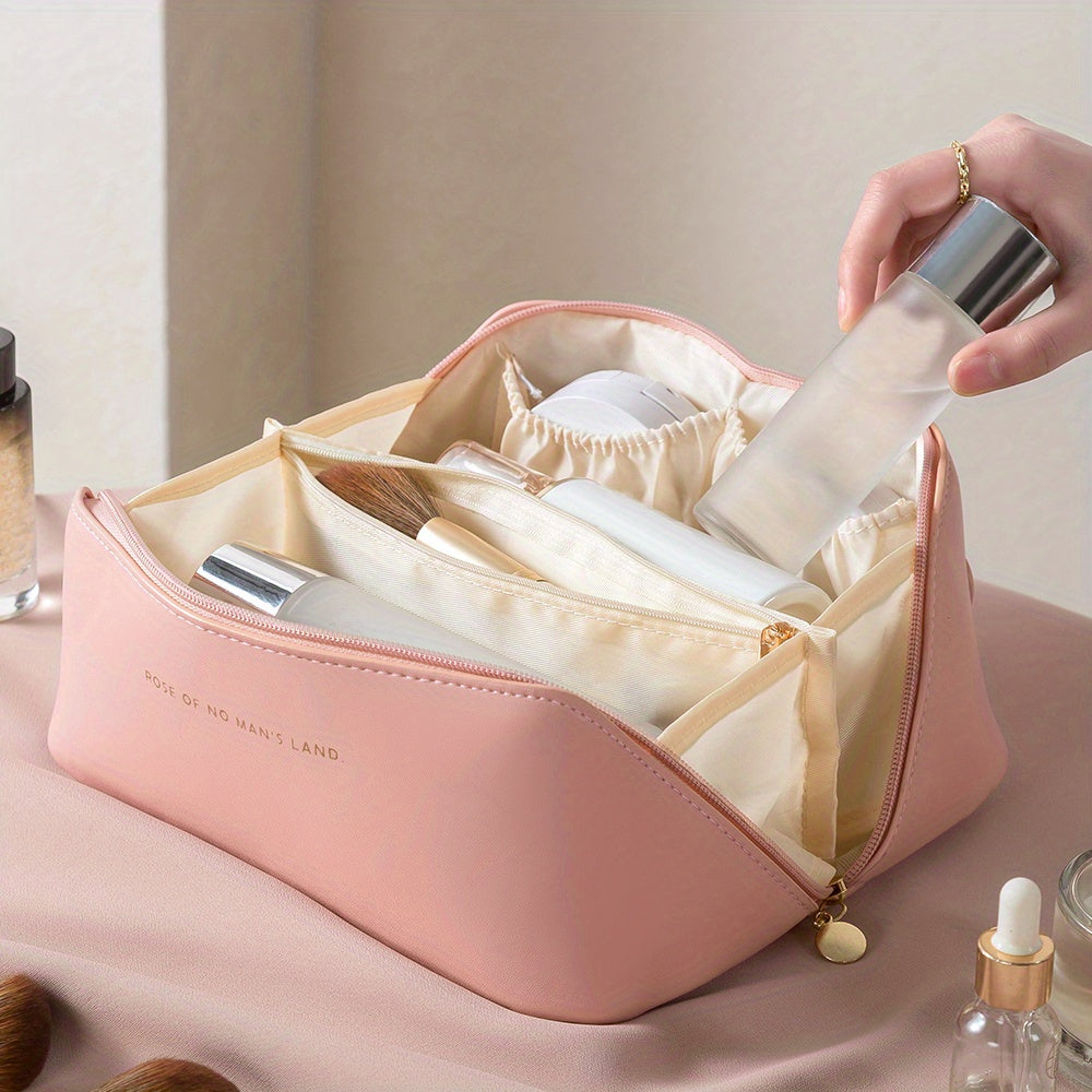 Accessoire cosmétique noir pour femmes, organisateur maquillage portable et chic pour voyage.