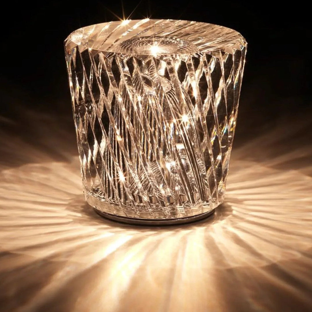 Lampe LED sans fil effet diamant, rechargeable, décorative pour salon, chambre, ambiance lumineuse luxe.