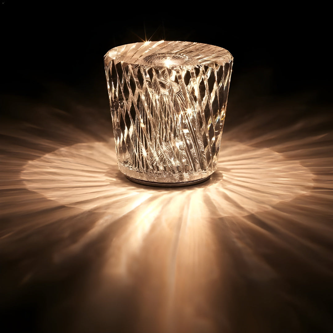 Lampe de chambre LED rechargeable, effet diamant, pour une lumière d'ambiance douce et une décoration chic.