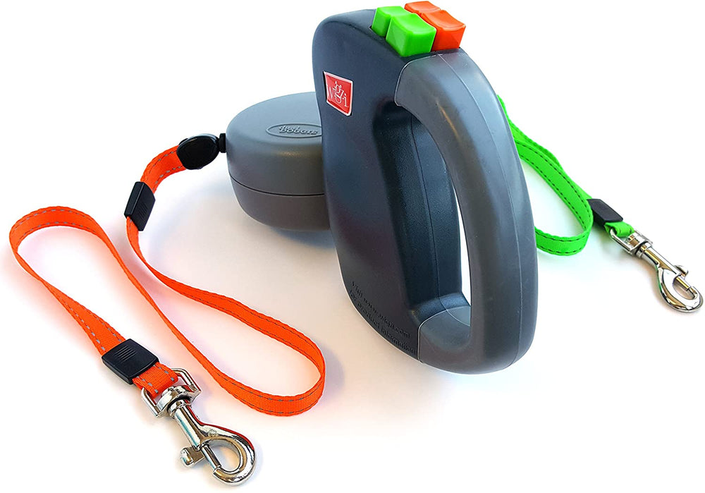 Laisse de promenade double pour chien, technologie anti-emmêlement. Profitez de sorties agréables et sécurisées avec vos 2 animaux.