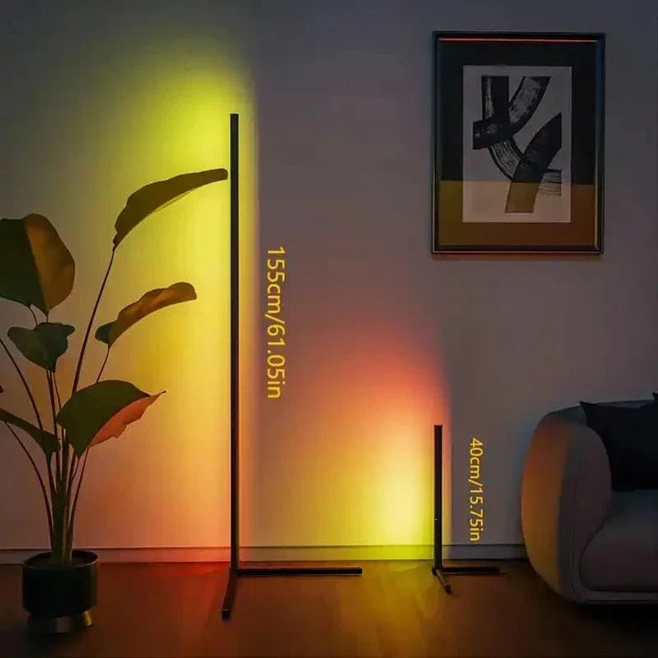 Lampe d'angle LED RGB pour setup gaming, éclairage dynamique et immersif avec couleurs personnalisables.