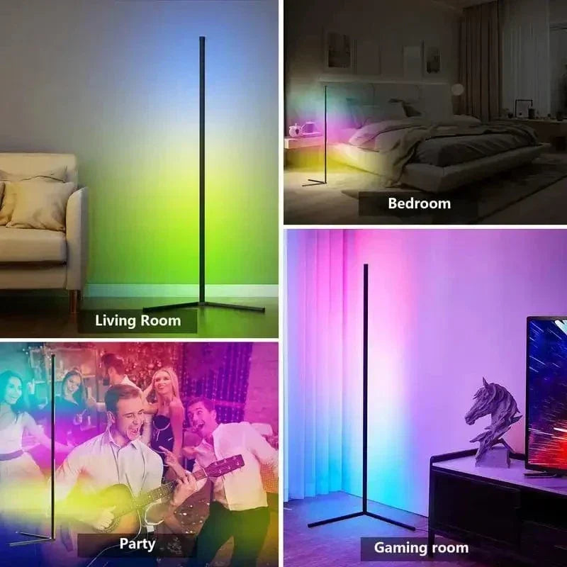 Transformez votre pièce avec cette lampe d'angle LED RGB, éclairage d'ambiance multicolore contrôlé à distance.