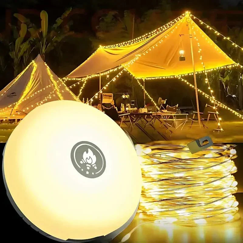 Lampe de camping LED extensible 4-en-1, portable et étanche pour l'extérieur et la randonnée.