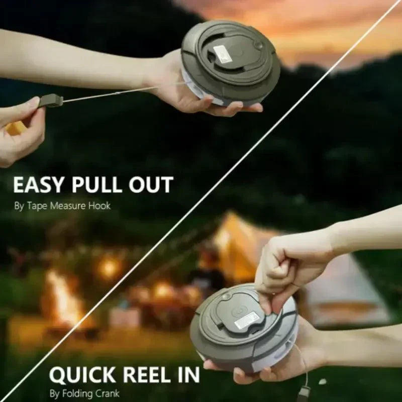 Lampe de camping LED polyvalente 4-en-1, utilisable comme guirlande lumineuse pour l'ambiance.