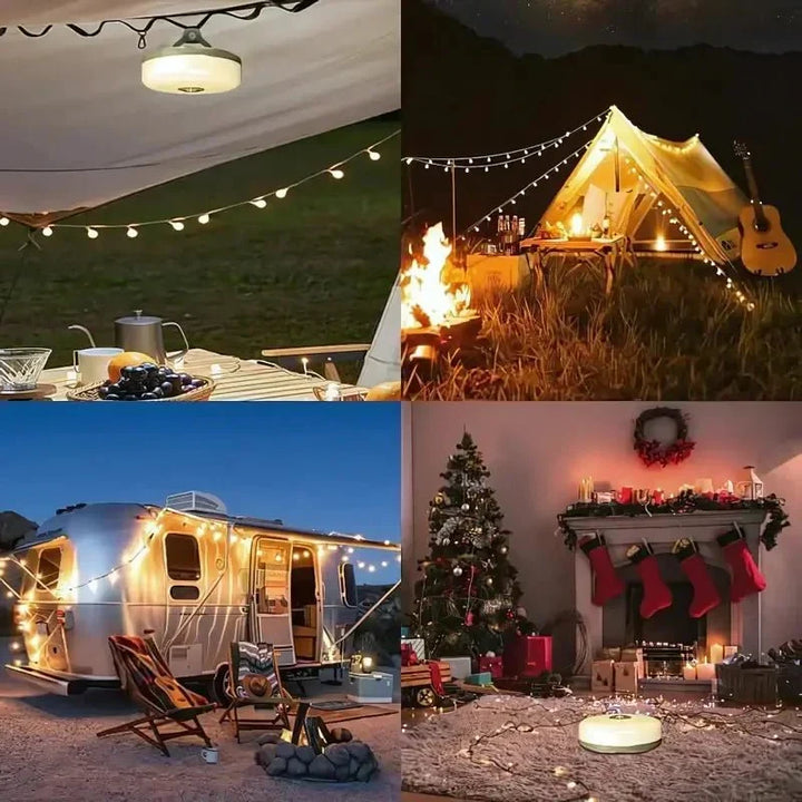 Lampe de camping LED étanche et robuste, parfaite pour les aventures en extérieur par tous temps.
