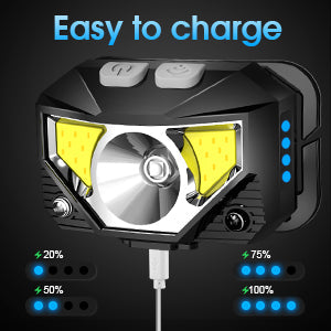 Pack de 2 lampes frontales LED rechargeables, étanches, avec capteur, pour toutes vos aventures.