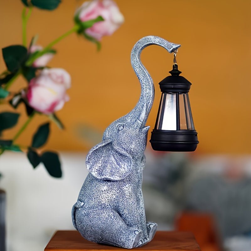 Lampe solaire éléphant LED pour jardin, offrant une lumière d'ambiance douce et un éclairage décoratif extérieur.