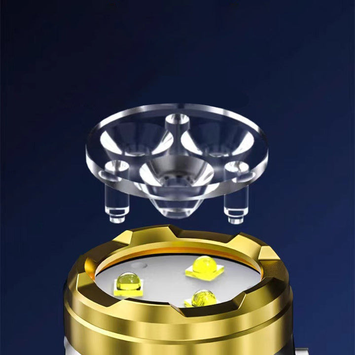 Lampe LED compacte et étanche pour les urgences, rechargeable, couleur argent.