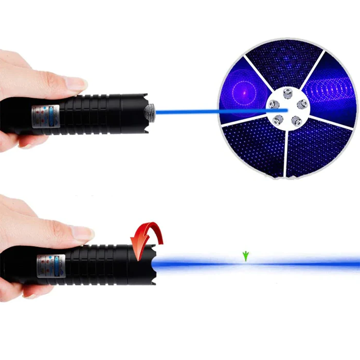Lampe de poche tactique rechargeable bleue, éclairage puissant pour urgence, survie et activités de plein air.