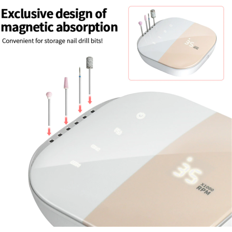 Fraiseuse électrique compacte pour ongles, outil pro portable pour manucure, pédicure et soins beauté.
