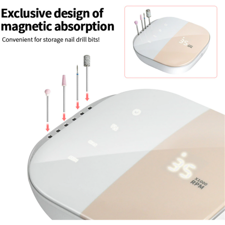Fraiseuse électrique compacte pour ongles, outil pro portable pour manucure, pédicure et soins beauté.