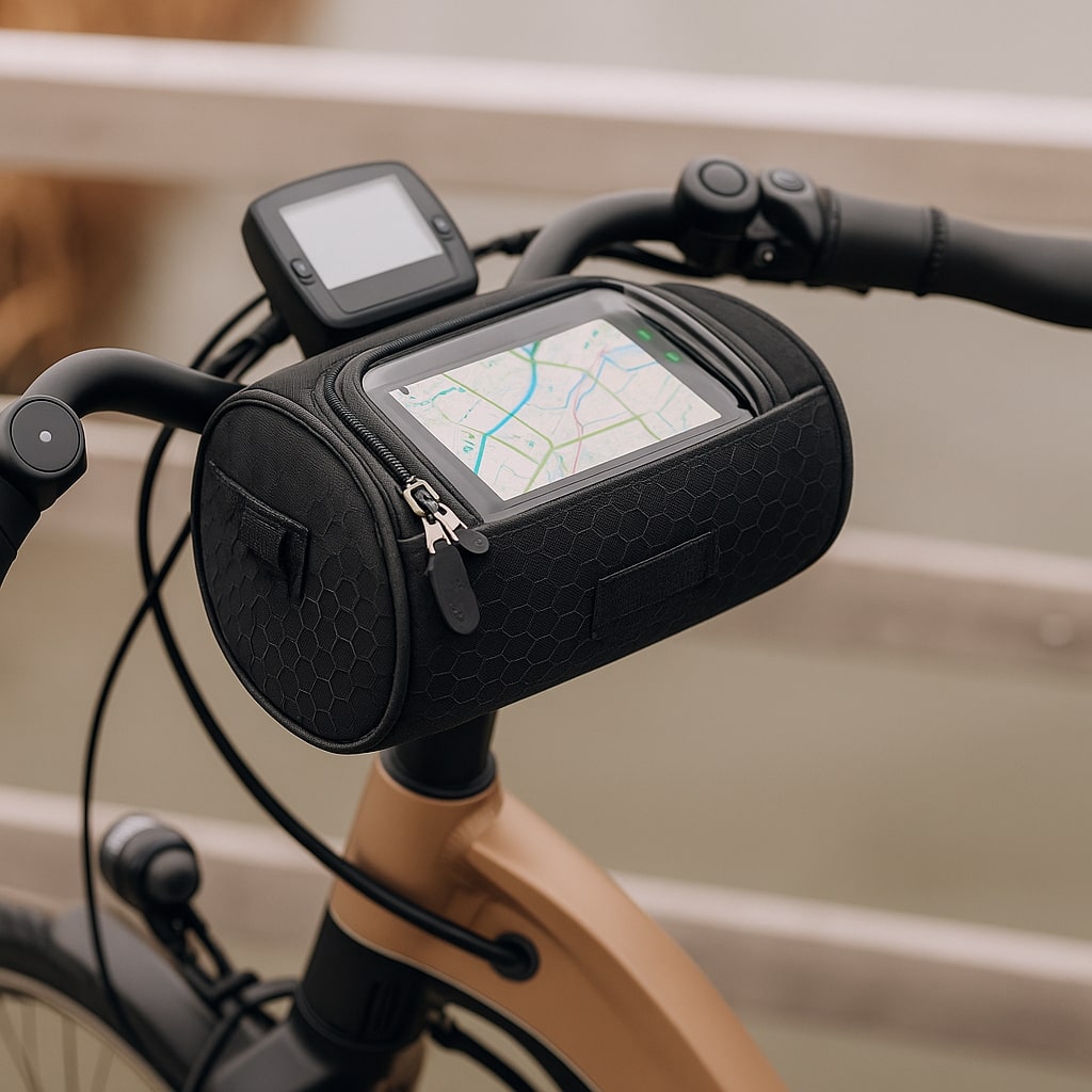 Sacoche de guidon vélo étanche avec fenêtre tactile pour smartphone, idéale navigation VTT/route.