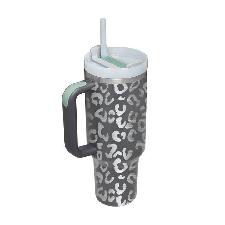 Mug unisexe isotherme avec poignée et paille, un must pour l'extérieur et les pique-niques.
