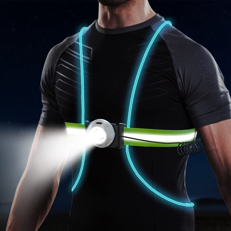 Gilet LED réfléchissant pour le running, cyclisme et activités nocturnes, assurant une sécurité optimale.