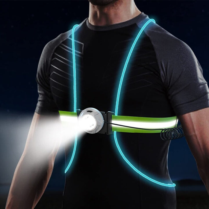 Gilet LED réfléchissant pour le running, cyclisme et activités nocturnes, assurant une sécurité optimale.