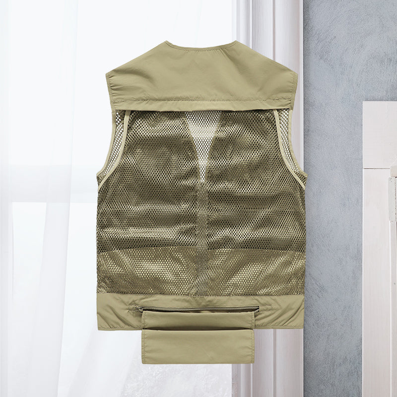 Gilet tactique homme respirant, parfait pour la photographie en extérieur et l'exploration.