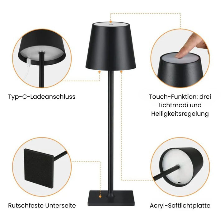 Éclairage d'ambiance LED sans fil, lampe de table portable et design, variateur pour intérieur/extérieur.