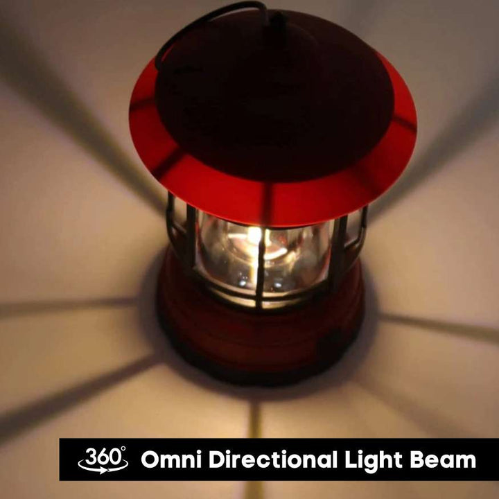 Lampe de camping LED vintage portative, éclairage dimmable idéal pour vos soirées en extérieur.