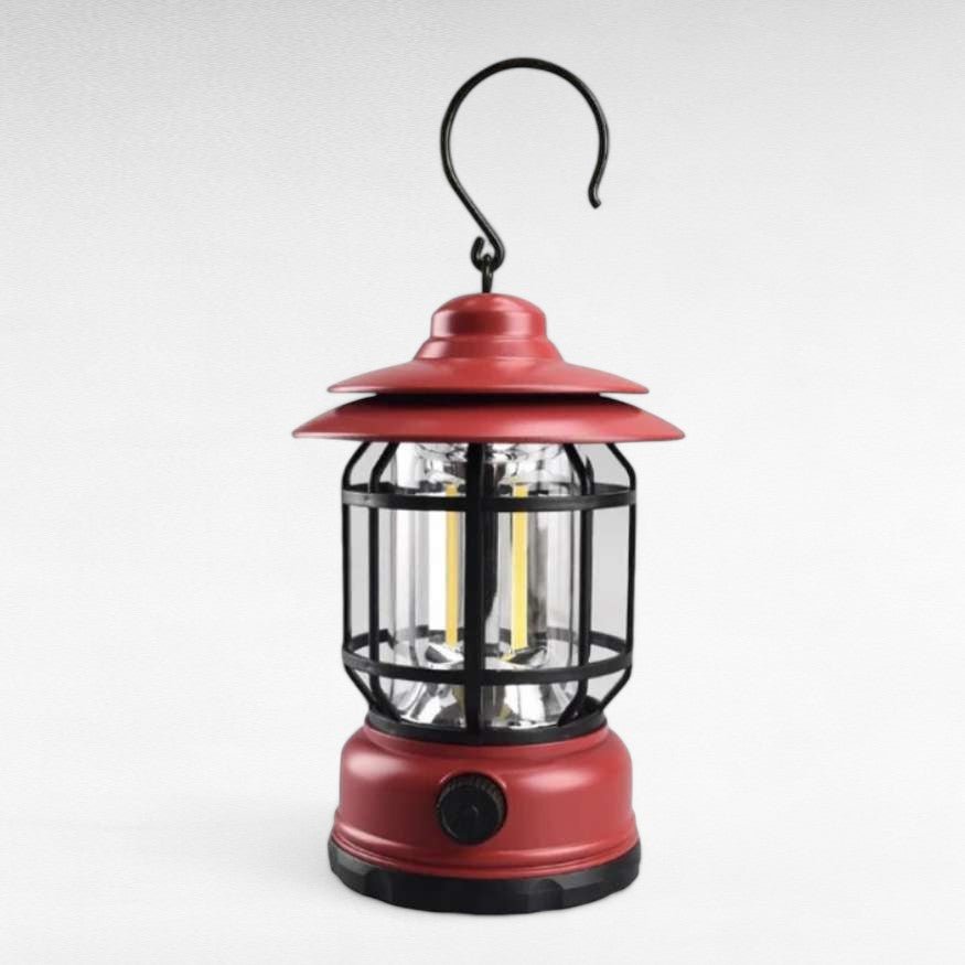 Lampe de camping LED vintage rechargeable, éclairage extérieur dimmable et portable pour l'ambiance.