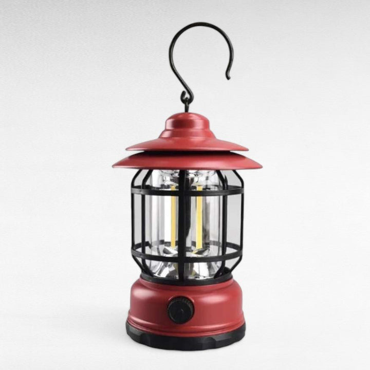 Lampe de camping LED vintage rechargeable, éclairage extérieur dimmable et portable pour l'ambiance.