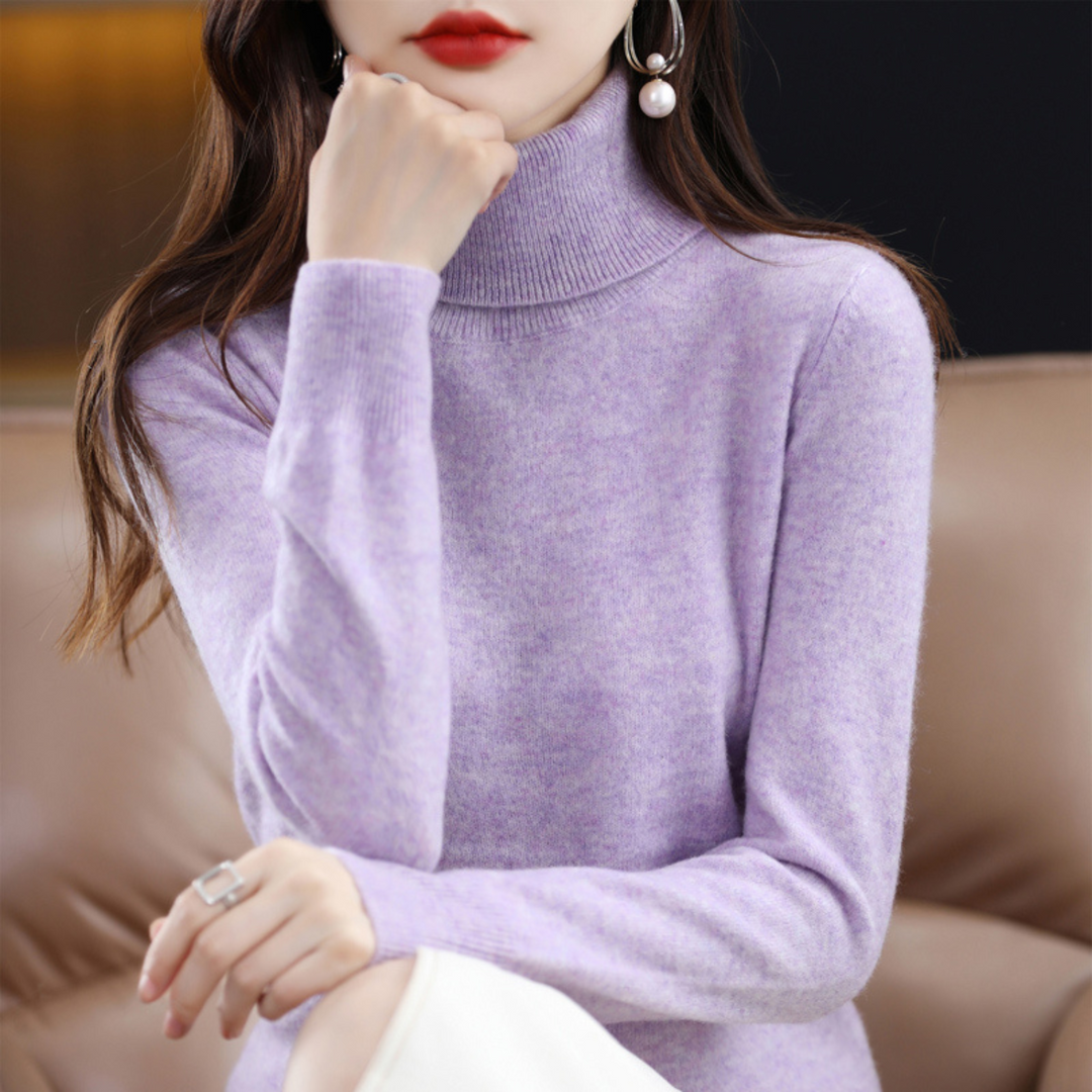 Pull col roulé femme élégant pour le bureau, chaud et confortable, parfait pour affronter le froid.