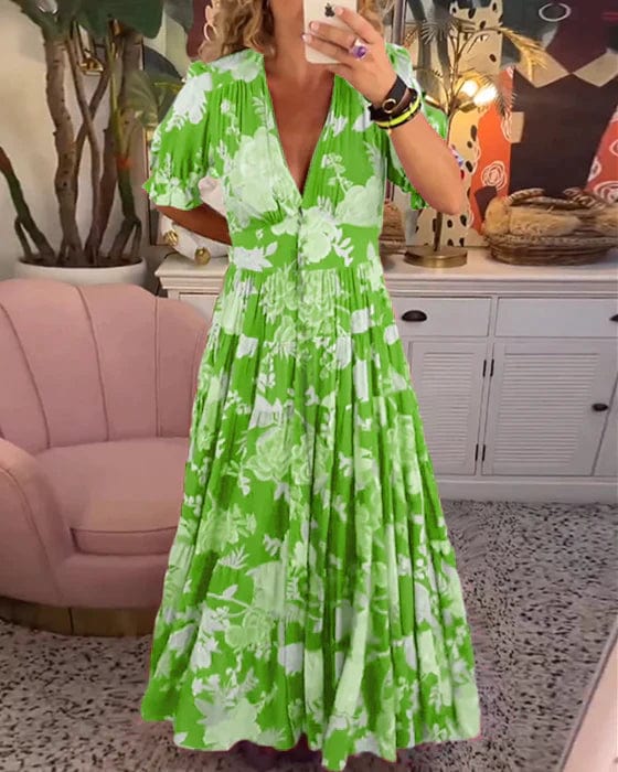Robe longue Izara pour femme, style décontracté, disponible en grande taille. Confort fluide et élégance estivale.