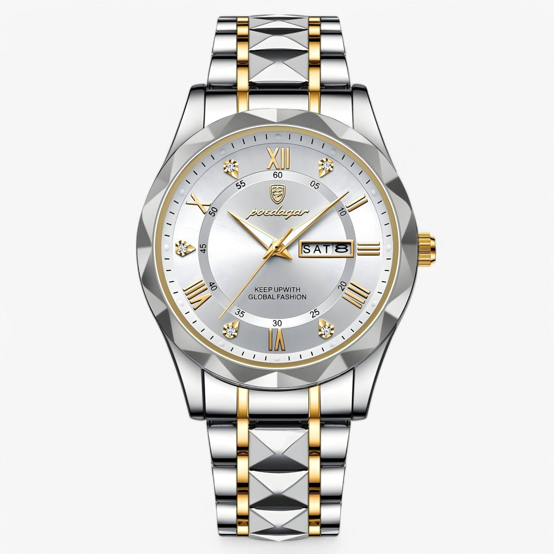 Montre homme luxe classique au poignet, élégance et sophistication pour un style intemporel.