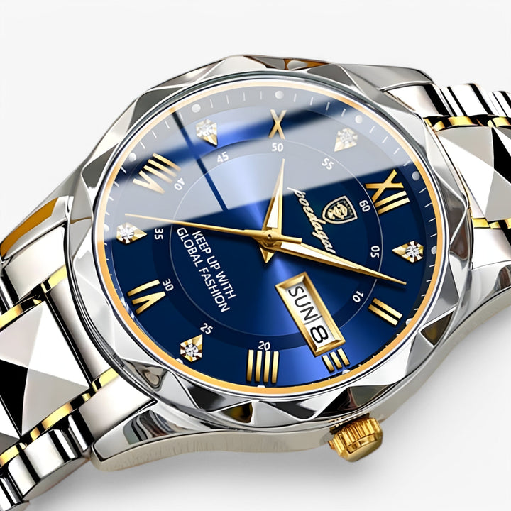 Le dos de la montre homme luxe classique, gravures sophistiquées. Témoignage du savoir-faire horloger.
