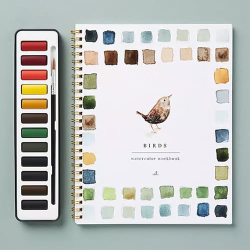 Couverture du Cahier d'Exercices d'Aquarelle pour Débutants, méthode pas à pas. Apprenez l'art facilement.