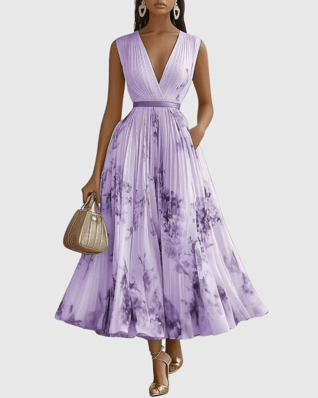 Robe d'été plissée longue, décontractée mais chic, parfaite pour la femme moderne.
