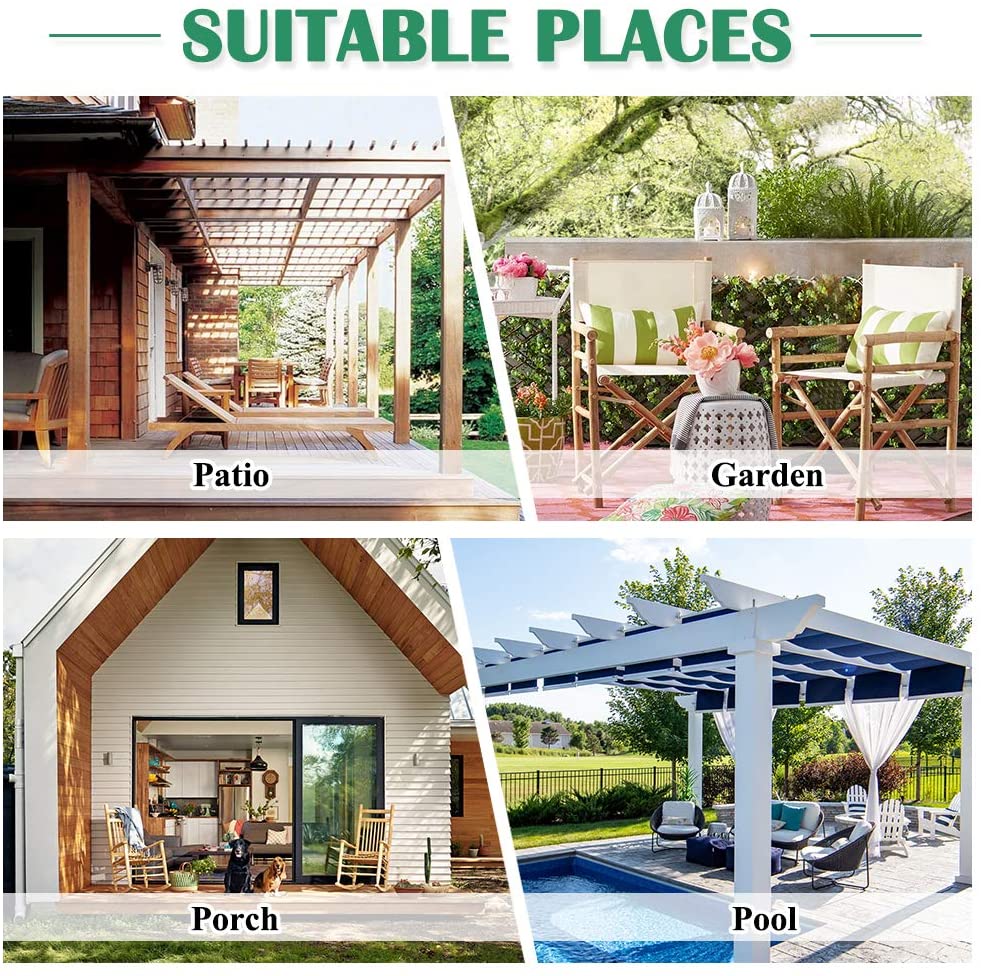 Rideaux d'extérieur coupe-vent et imperméables, parfaits pour créer un espace protégé sur votre terrasse.