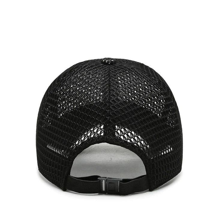 Casquette homme randonnée, sport d'été. Légère, respirante, protection UV. Sangle réglable.