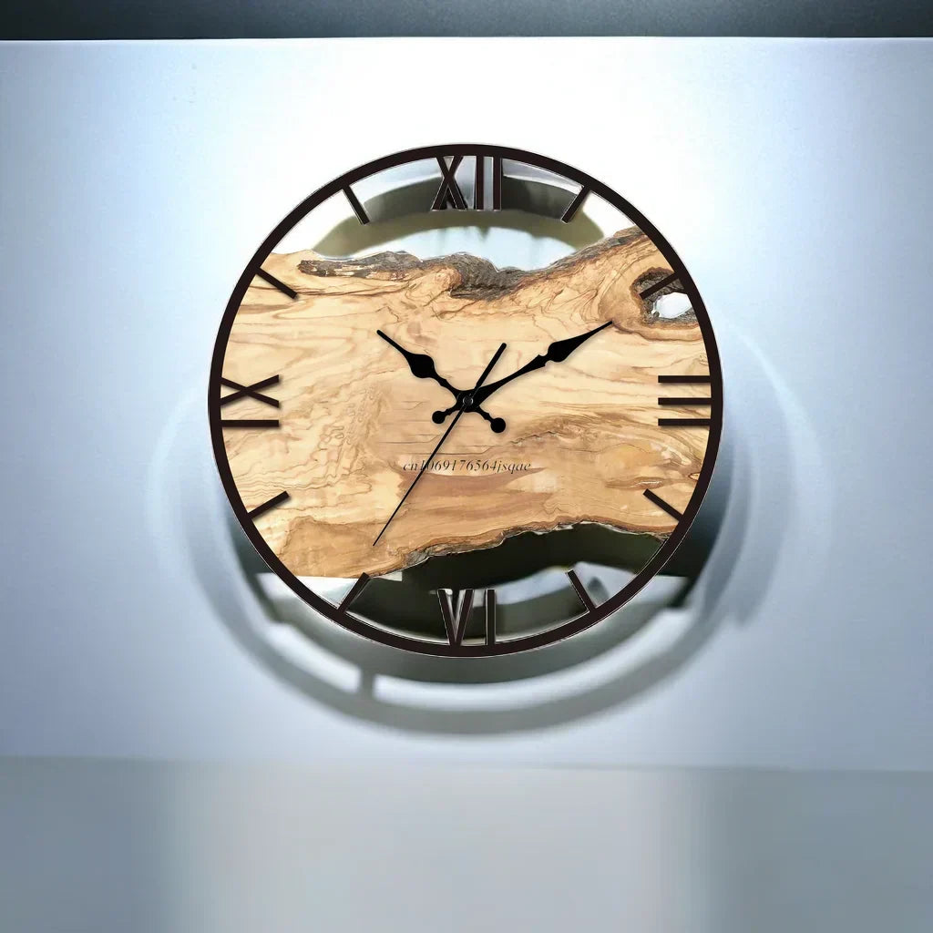 Horloge murale contemporaine transparente, silencieuse, avec aiguilles minimalistes. Parfaite pour salon.