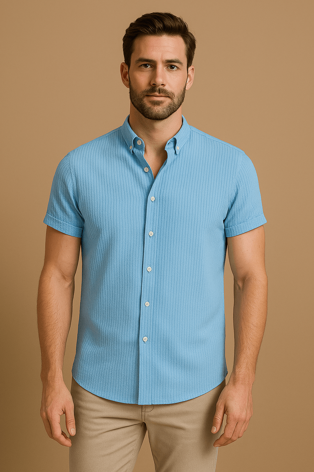 Chemise masculine polyvalente, manches longues, parfaite pour un look décontracté ou formel chic.